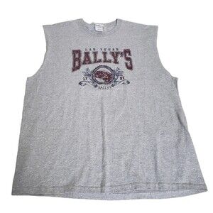 Bally's Las Vegas Muscle T-Shirt Mens XL Gray Graphic Cotton Polyester Blend